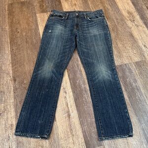 Denim Supply Ralph Lauren Blue Jeans Stretch Leg Flag Logo Brown Patch Size W36